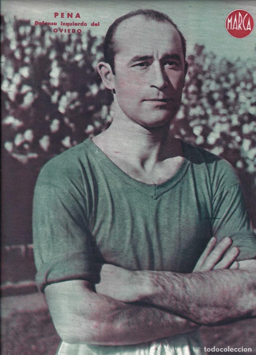 Sammelleidenschaft Sport: MARCA F&Uacute;TBOL.- L&Aacute;MINA POSTER. OVIEDO. PENA. DEFENSA IZQUIERDO- A&Ntilde;OS 40 (32 X 23CM)