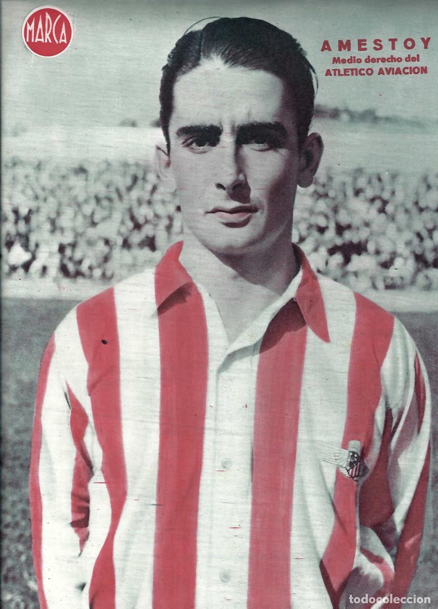 Sammelleidenschaft Sport: MARCA F&Uacute;TBOL.- L&Aacute;MINA POSTER. ATL&Eacute;TICO AVIACI&Oacute;N. AMESTOY. MEDIO DERECHO- A&Ntilde;OS 40 (32 X 23CM)