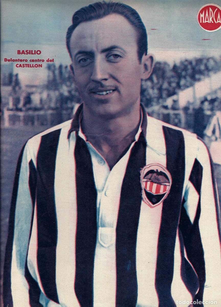 Sammelleidenschaft Sport: MARCA F&Uacute;TBOL.- L&Aacute;MINA POSTER. CASTELL&Oacute;N. BASILIO. DELANTERO CENTRO- A&Ntilde;OS 40 (32 X 23,5CM)