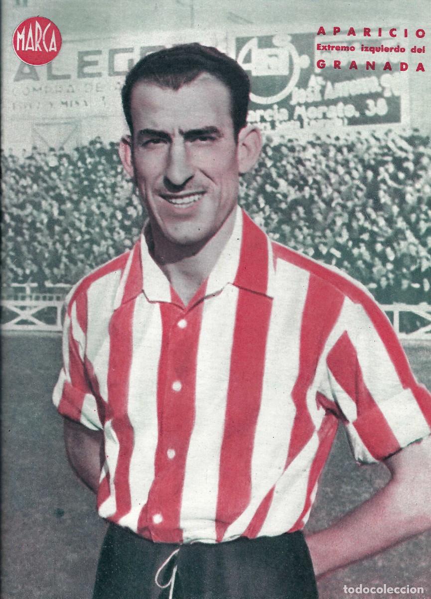 Sammelleidenschaft Sport: MARCA F&Uacute;TBOL.- L&Aacute;MINA POSTER. MADRID. APARICIO. EXTREMO IZQUIERDA- A&Ntilde;OS 40 (32 X 23,5CM)