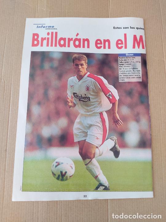 Collectionnisme sportif: MICHAEL OWEN LIVERPOOL TIPO POSTER 1 PAG REVISTA DON BALON A&Ntilde;OS 90 + ALBERTO MENDEZ ARSENAL 2 PAG