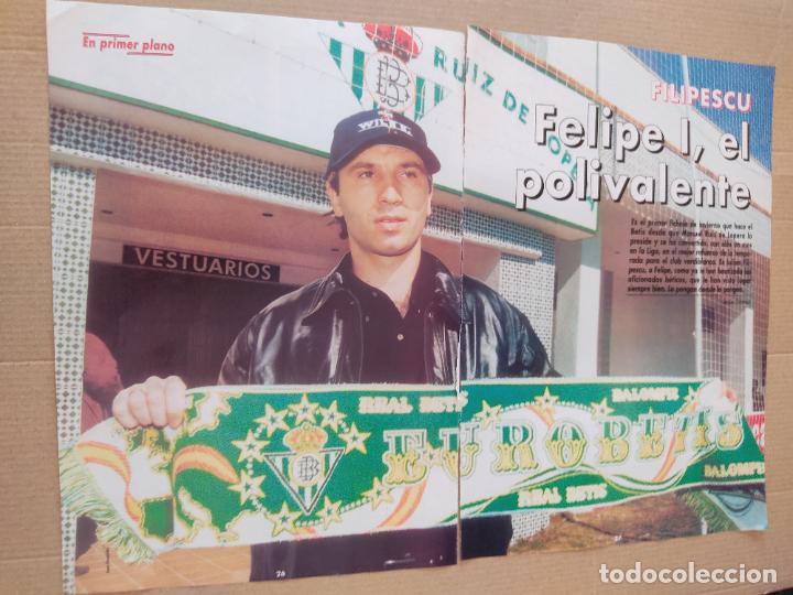 Coleccionismo deportivo: FILIPESCU REAL BETIS TIPO POSTER 2 PAG REVISTA DON BALON A&Ntilde;OS 90 + ABELARDO ZANETTI SIMAO SABROSA