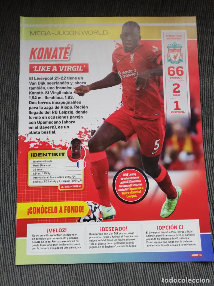 Coleccionismo deportivo: HOJA TIPO POSTER MEGA JUGON KONATE LIVERPOOL REVISTA JUGON 2021 2022 21 22 TAMA&Ntilde;O FOLIO