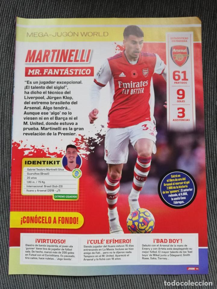 Coleccionismo deportivo: HOJA TIPO POSTER MEGA JUGON MARTINELLI ARSENAL REVISTA JUGON 2021 2022 21 22 TAMA&Ntilde;O FOLIO