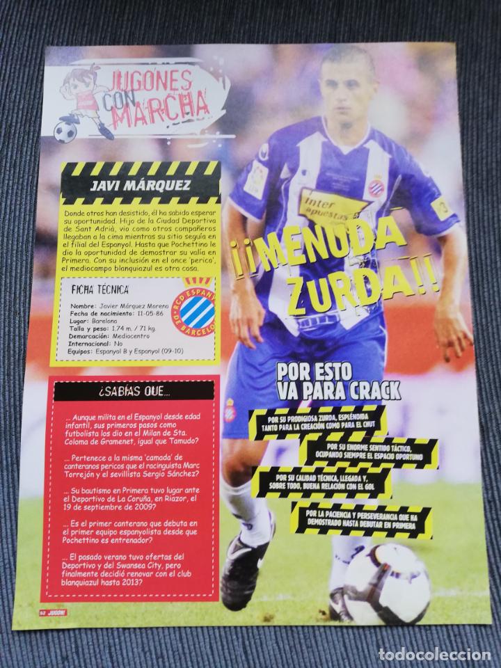 Collezionismo sportivo: HOJA TIPO POSTER JAVI MARQUEZ ESPANYOL JUGONES CON MARCHA JUGON 2009 2010 09 10 TAMA&Ntilde;O FOLIO