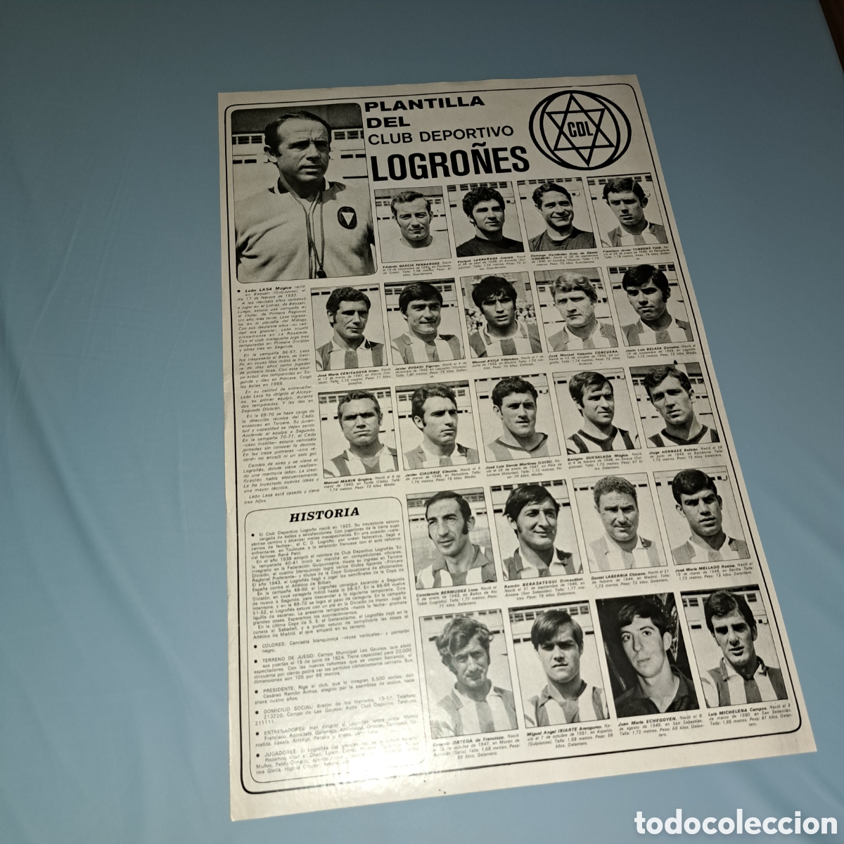 Coleccionismo deportivo: C. D. LOGRO&Ntilde;ES - TEMP. 1971-72 - POSTER AS COLOR - Foto 2