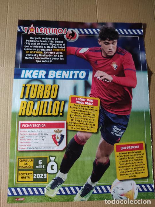 Coleccionismo deportivo: IKER BENITO OSASUNA TALENTINOS REPORTAJE TIPO POSTER 1 PAG REVISTA JUGON + SERGI DARDER ESPANYOL