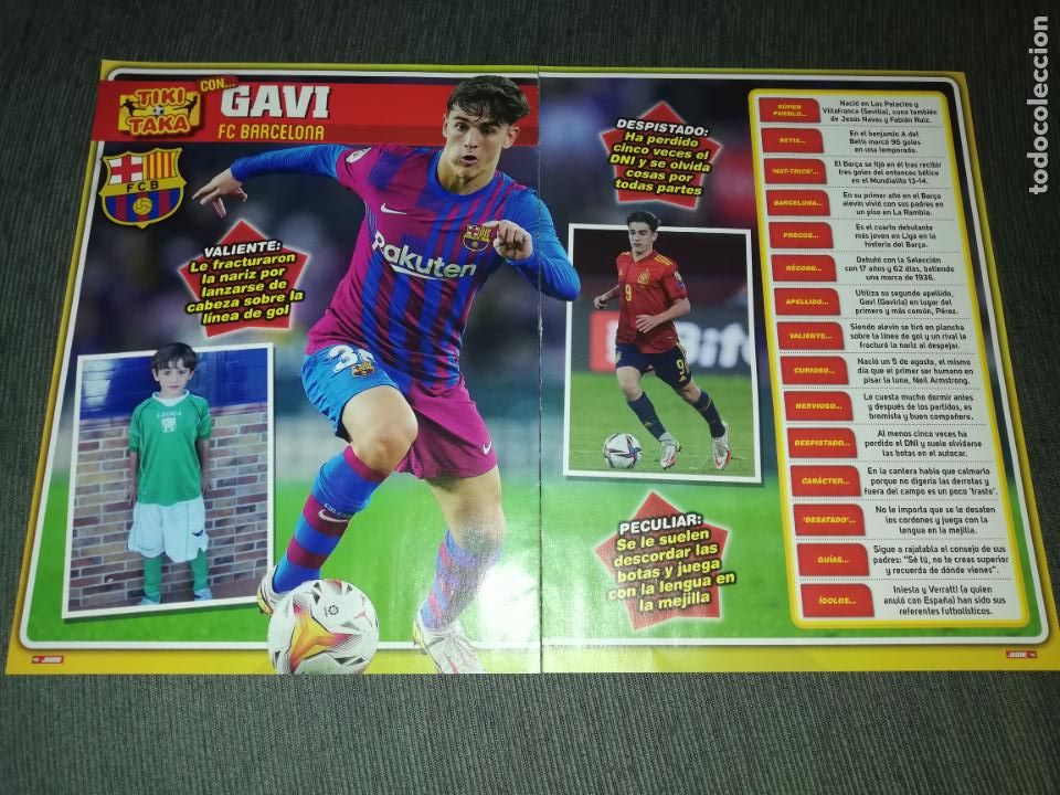 Collezionismo sportivo: HOJAS TIPO POSTER GAVI FC BARCELONA RECORTES REVISTA JUGON 2021 2022 21 22 TAMA&Ntilde;O FOLIO
