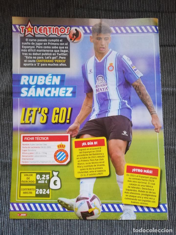Collectionnisme sportif: HOJA TIPO POSTER RUBEN SANCHEZ ESPANYOL JUGON 2022 2023 22 23 TAMA&Ntilde;O FOLIO