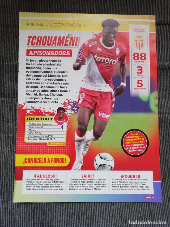 Sammelleidenschaft Sport: HOJA TIPO POSTER TCHOUAMENI AS MONACO REVISTA JUGON 2021 2022 22 TAMA&Ntilde;O FOLIO