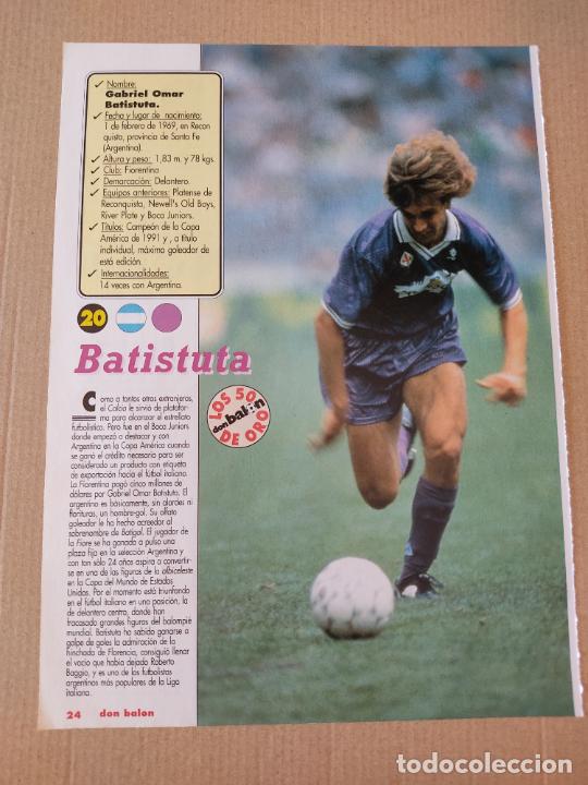 Sammelleidenschaft Sport: GABRIEL BATISTUTA FIORENTINA WADDLE INGLATERRA DOBLE REPORTAJE TIPO POSTER 1 PAG REVISTA DON BALON