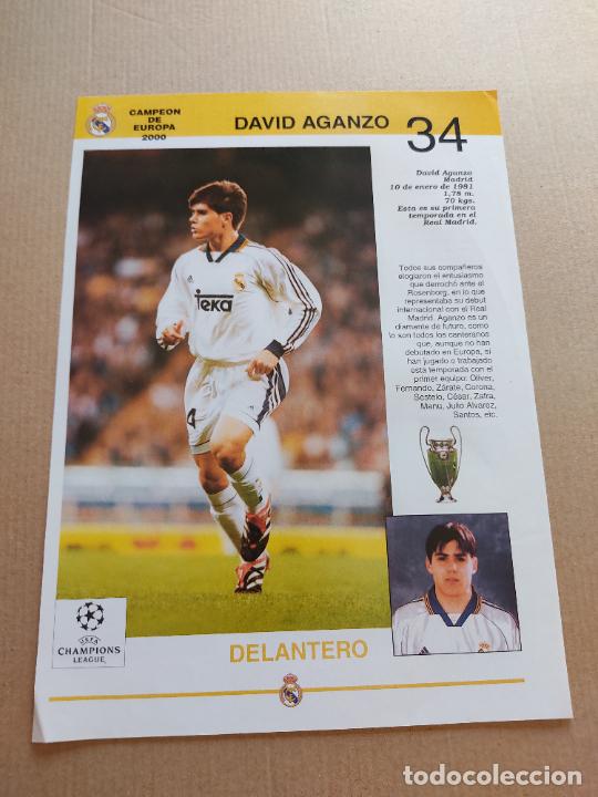 Collezionismo sportivo: DAVID AGANZO REAL MADRID CAMPEON EUROPA 2000 TIPO POSTER 1 PAG + SEEDORF ETOO ETO'O ALVARO