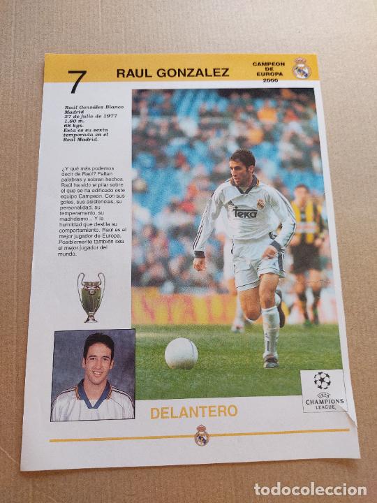 Collezionismo sportivo: RAUL GONZALEZ SAVIO BORTOLINI REAL MADRID CAMPEON EUROPA 2000 DOBLE TIPO POSTER 1 PAG