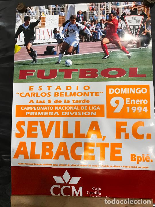 Colecionismo desportivo: Sevilla F.C. Albacete Balompi&eacute; primera division 9 enero 1994 mide 50x69 estadio Carlos Belmonte