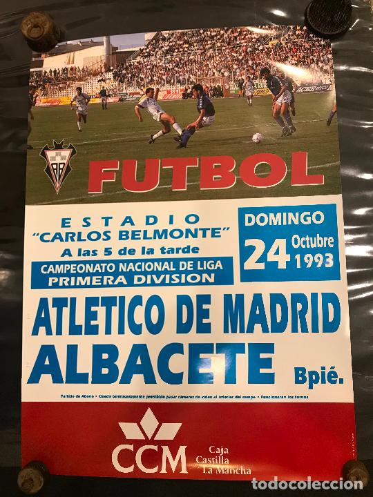 Sports collectibles: Cartel Atletico de Madrid Albacete Balompi&eacute; primera divisi&oacute;n 5 diciembre 1993 mide 70x50