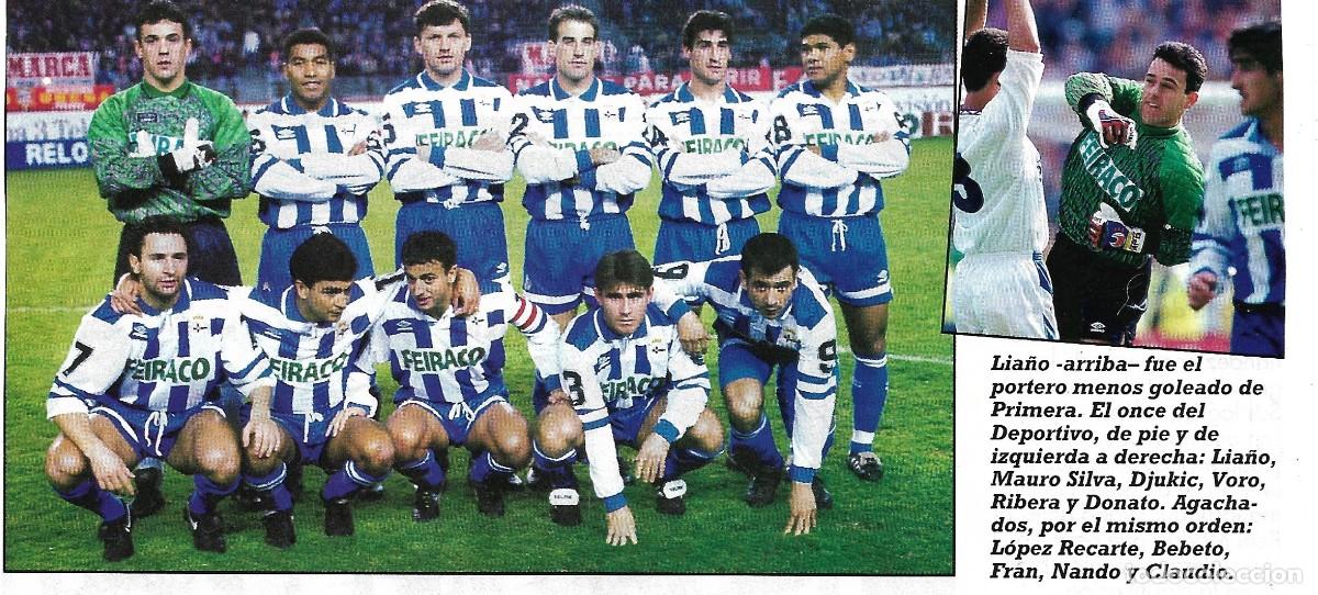 Collezionismo sportivo: DEPORTIVO DE LA CORU&Ntilde;A y REAL ZARAGOZA: Recorte de 1994 (Anverso y reverso)