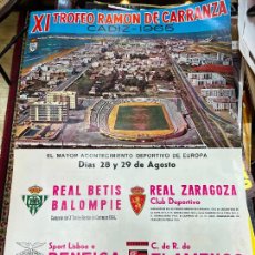 Coleccionismo deportivo: CARTEL XI TROFEO CARRANZA FUTBOL 1965 - BETIS - BENFICA - FLAMENGO - ZARAGOZA - 92X60 CM