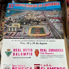 Coleccionismo deportivo: CARTEL XI TROFEO CARRANZA FUTBOL 1965 - BETIS - BENFICA - FLAMENGO - ZARAGOZA - 92X60 CM