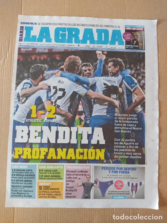 Collectionnisme sportif: ESPANYOL STUANI JAVI LOPEZ ALEX FERNANDEZ TIPO P&Oacute;STER PORTADA DIARIO LA GRADA BENDITA PROFANACI&Oacute;N