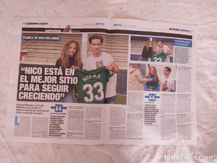 Collezionismo sportivo: ESPANYOL P&Oacute;STER 2 PAG DIARIO LA GRADA REPORTAJE FAMILIA PADRES NICO MELAMED A&Ntilde;O 2021