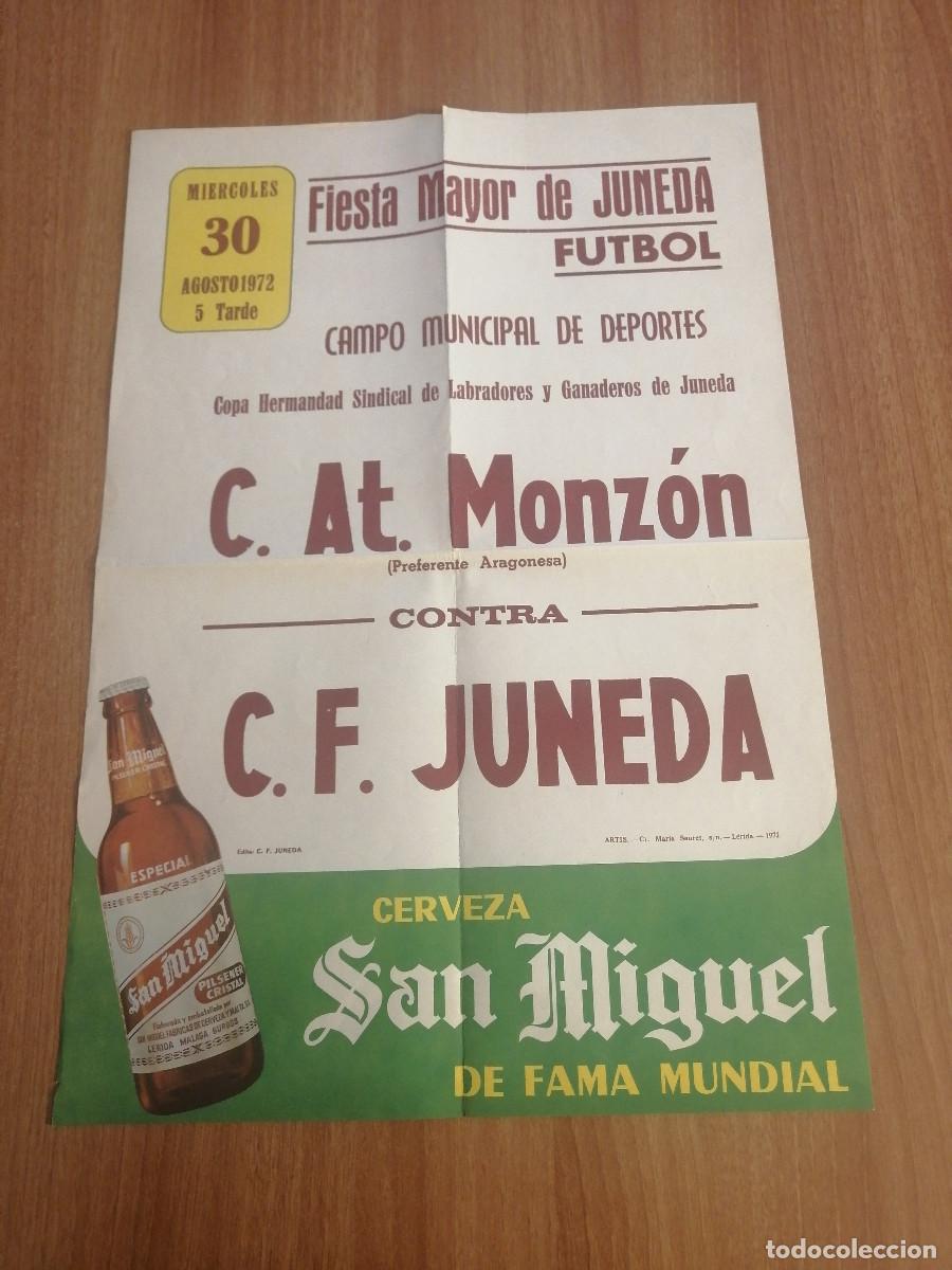 Sammelleidenschaft Sport: CARTEL FIESTA MAYOR DE JUNEDA. FUTBOL, C. AT. MONZON - C.F. JUNEDA.