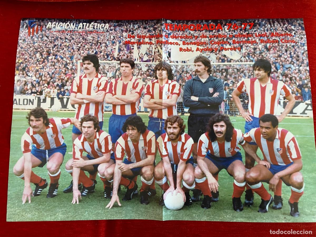 Collectionnisme sportif: DOBLE POSTER ATLETICO MADRID LUIS GARCIA Y ONCE ALINEACION TEMPORADA 1976 1977