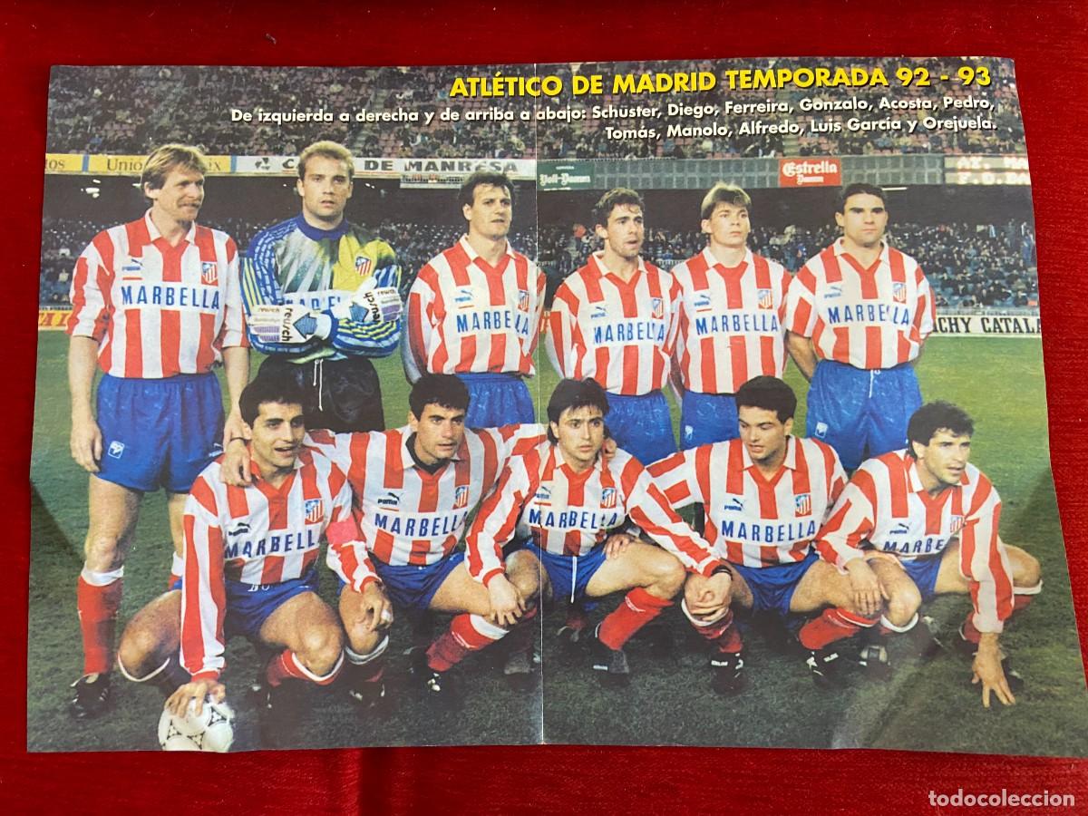 Collectionnisme sportif: DOBLE POSTER ATLETICO MADRID ONCE ALINEACION TEMPORADA LIGA 1992 1993 Y FERNANDO TORRES