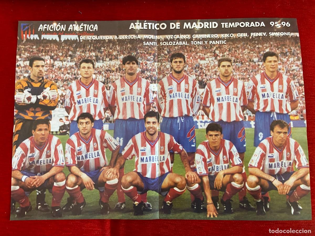 Collectionnisme sportif: DOBLE POSTER ATLETICO MADRID ONCE ALINEACION TEMPORADA LIGA 1995 1996 Y JUVENIL NACIONAL