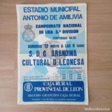 Coleccionismo deportivo: CARTEL FUTBOL TEMPORADA 1984-85 CULTURAL LEONESA VS S.D. ARANDINA. Lote 403437154