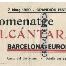 Coleccionismo deportivo: (XC-02)CARTEL ORIGINAL HOMENATGE ALCANTARA F.C.BARCELONA-C.D.EUROPA 7-3-1920.ARCHIVO RICARD GRAELLS