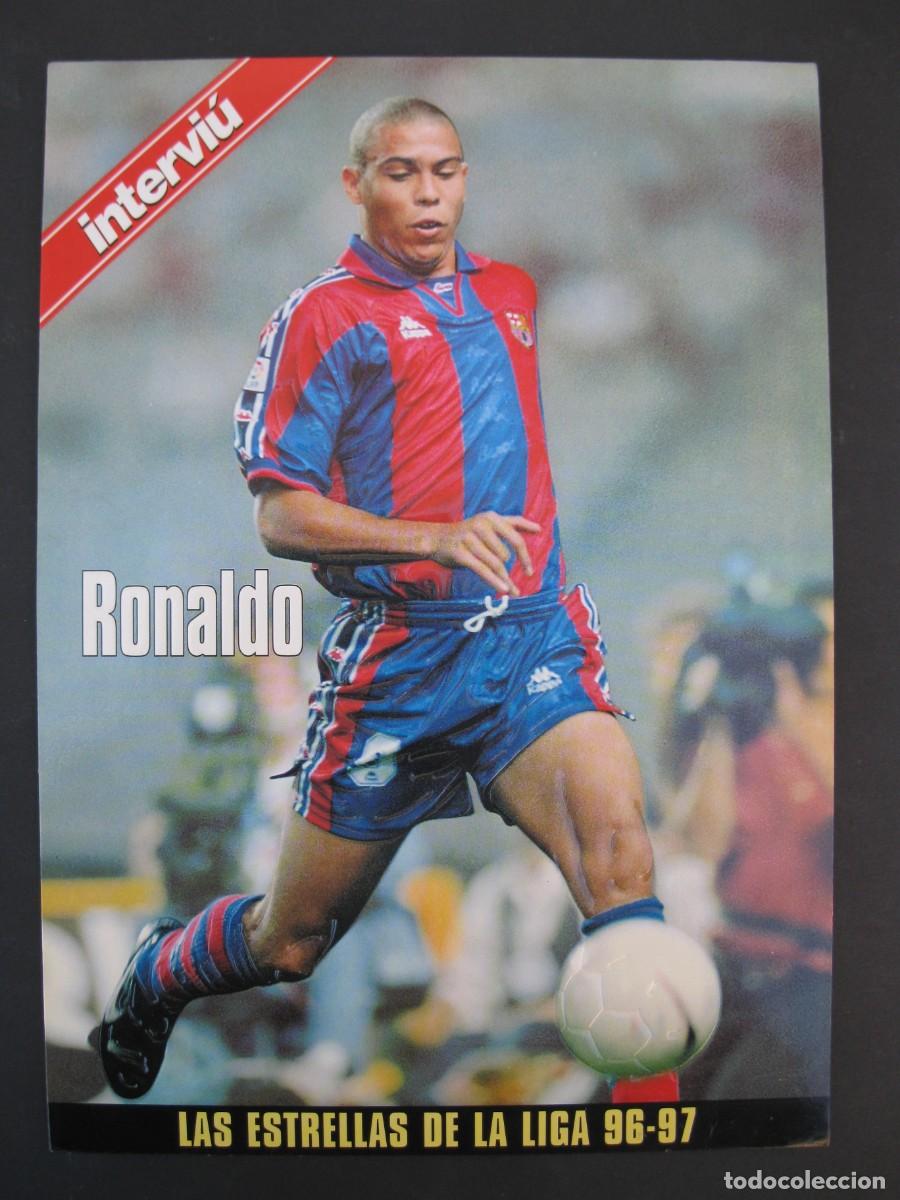 Collectionnisme sportif: RONALDO (F.C. BARCELONA) - LAS ESTRELLAS DE LA LIGA 96-97 - L&Aacute;MINA CON RELIEVE - INTERVI&Uacute;.