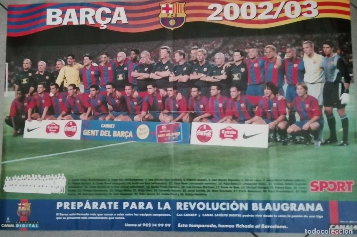 Colecionismo desportivo: Poster FC Barcelona temporada 2002/2003 mide 69X40 cm