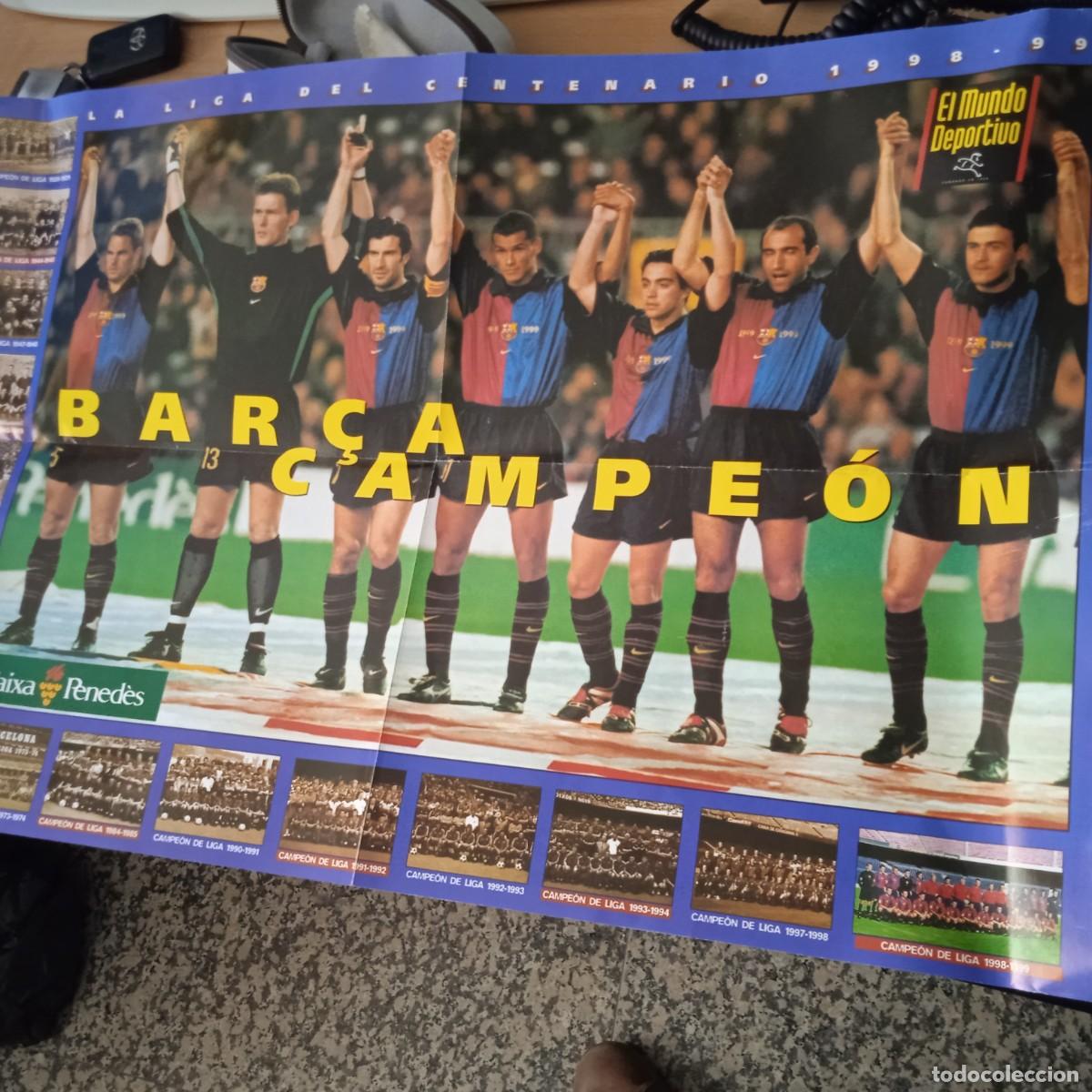 Collectionnisme sportif: El Mundo Deportivo. Poster Bar&ccedil;a Campe&oacute;n 1998-99. 60x40 cms
