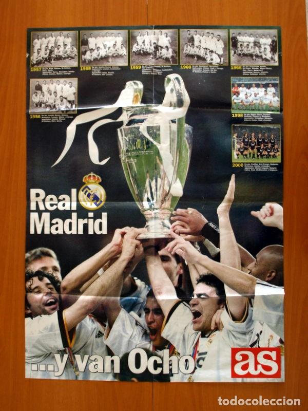 Collectionnisme sportif: P&oacute;ster del Real Madrid - Y van Ocho - Diario AS - 8&ordf; Copa de Europa A&ntilde;o 2000 - Tama&ntilde;o 57x79 cm.