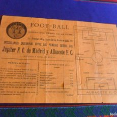 Coleccionismo deportivo: CARTEL FÚTBOL 1925 JÚPITER FC DE MADRID VS ALBACETE FC, CAMPO DEL PASEO DE LA CUBA. 31X21 CMS. RARO.