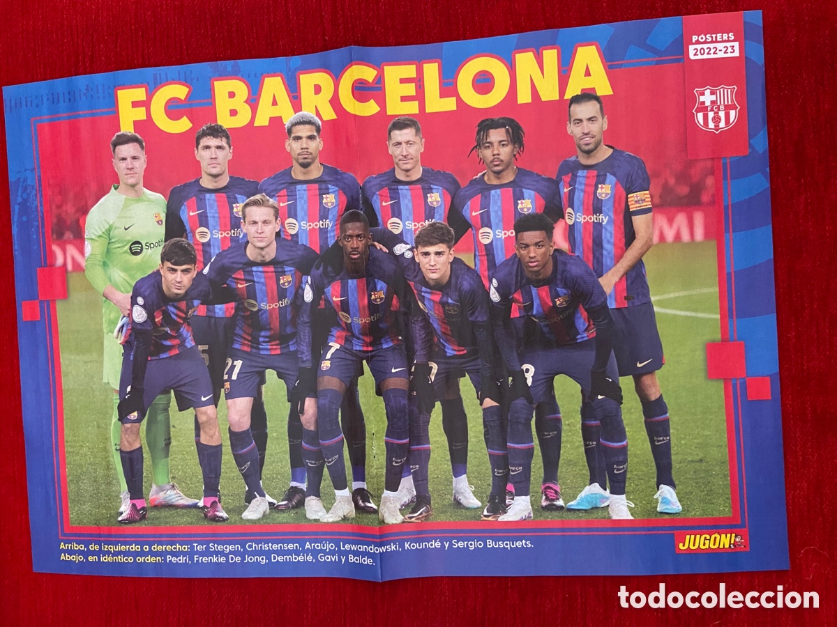 Sammelleidenschaft Sport: CARTEL POSTER JUGON ONCE ALINEACION BARCELONA Y SELECCION ESPA&Ntilde;A TEMPORADA 2022 2023