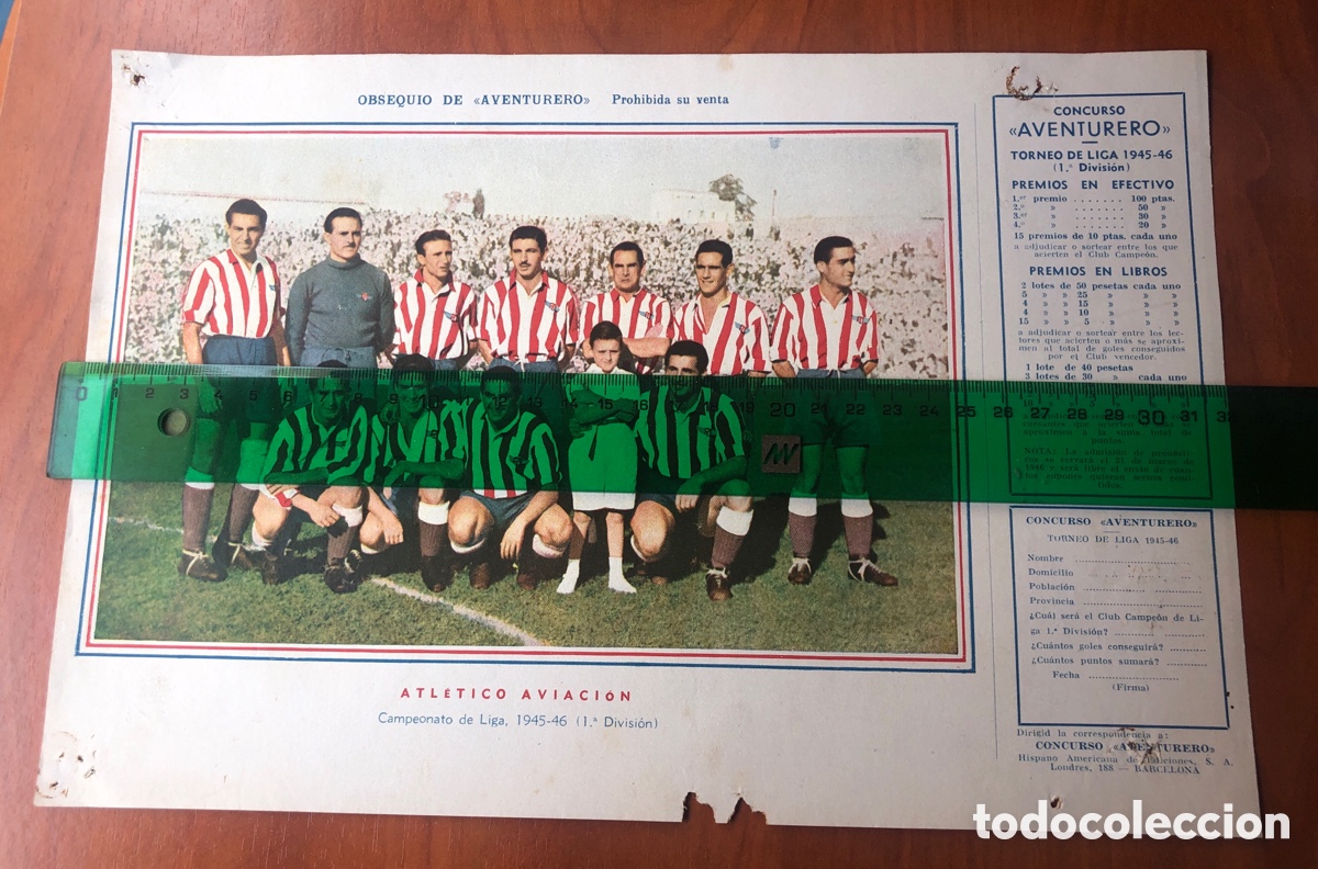 Sammelleidenschaft Sport: POSTER DEL ATL&Eacute;TICO AVIACI&Oacute;N CLUB DE FUTBOL. TEMPORADA 1945-46 OBSEQUIO DE AVENTURERO,