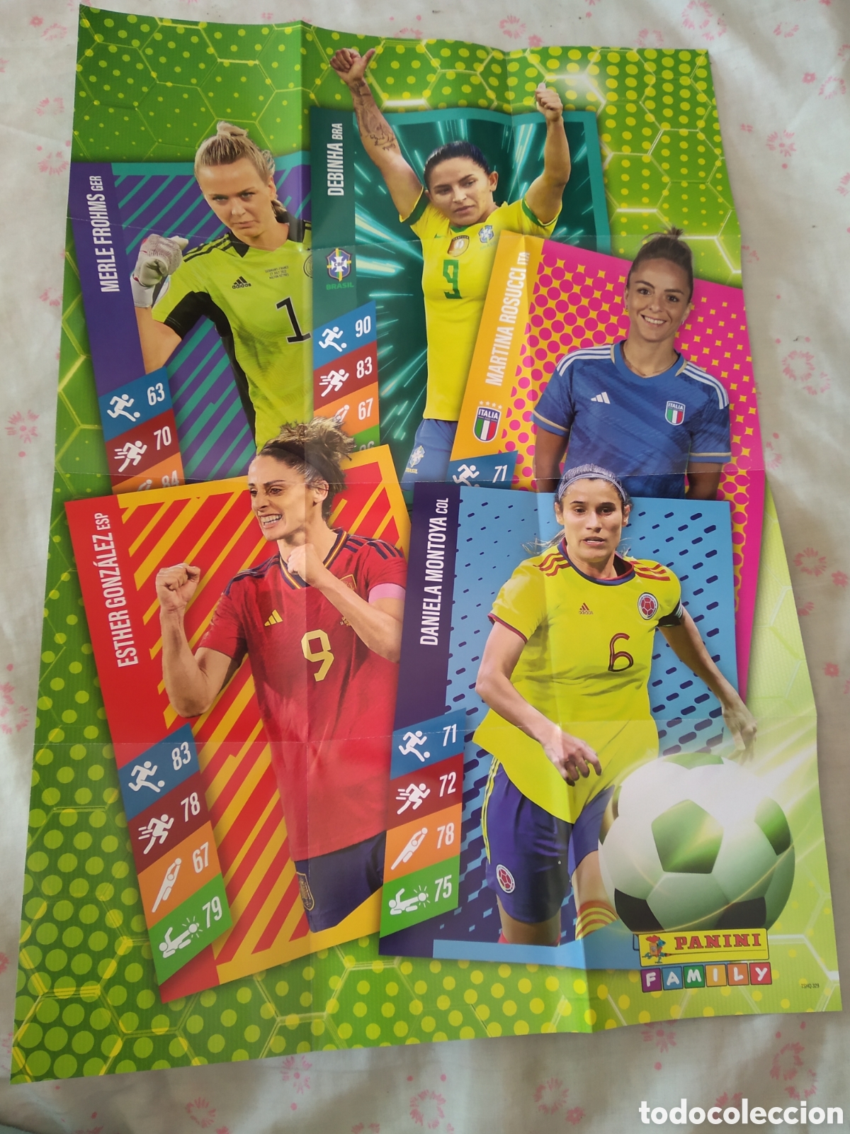 Collectionnisme sportif: POSTER MUNDIAL 2023 FEMENINO PANINI DEBINHA ESTHER GONZ&Aacute;LEZ DANIELA MONTOYA ROSUCCI MERLE FROHMS