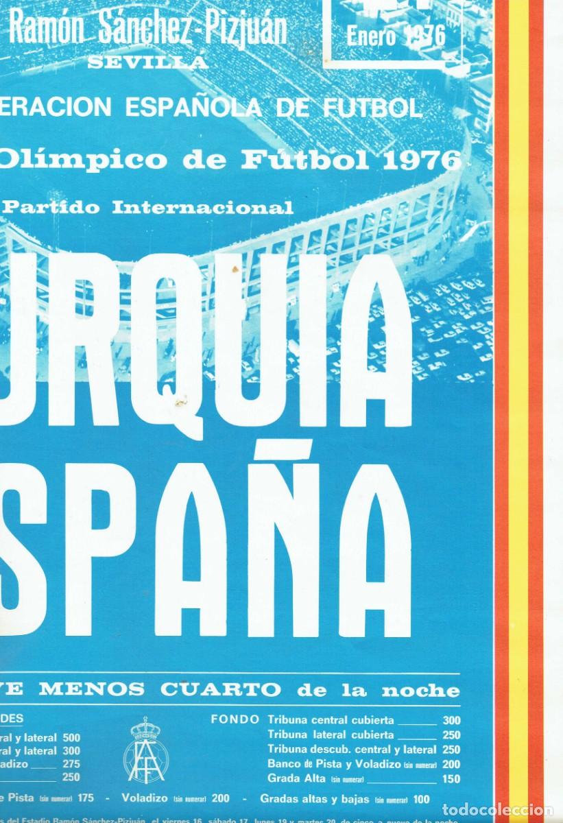 Sammelleidenschaft Sport: CARTEL FUTBOL ORIGINAL: TURQUIA - ESPA&Ntilde;A. TORNEO OLIMPICO. ESTADIO SANCHEZ. PIZJUAN. 21/1/1976 (&Ntilde;/6)