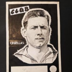 Coleccionismo deportivo: CRUELLAS-RCD ESPANYOL-DIBUJO ORIGINAL PARA LA REVISTA CLUB-SANTA CRUZ-VER FOTOS