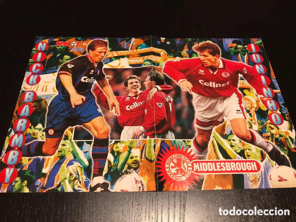 Coleccionismo deportivo: Poster Nick Barmby & Juninho Middlesbrough Shoot - Foto 1