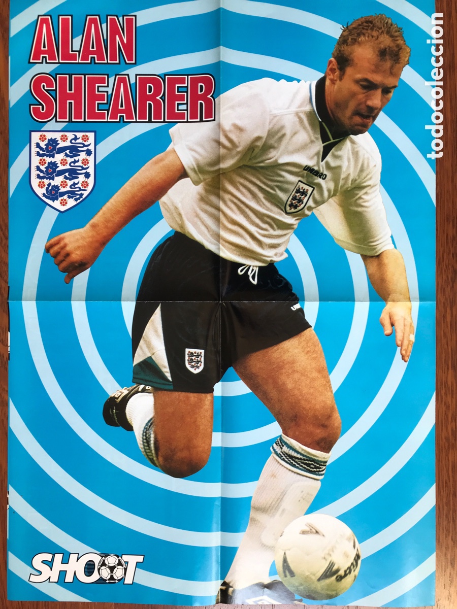 Coleccionismo deportivo: Poster Shearer Inglaterra Shoot - Foto 1