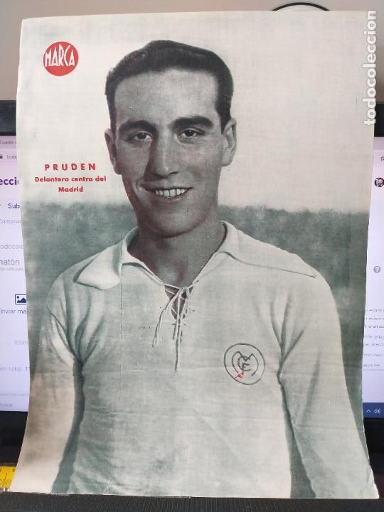 Sammelleidenschaft Sport: PRUDEN REAL MADRID MARCA A&Ntilde;OS 40 LAMINA POSTER ORIGINAL 34 X 23.7CM APRX