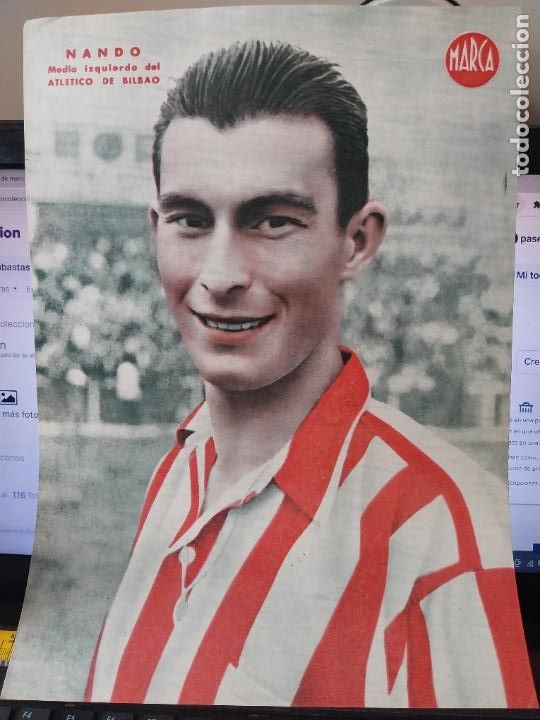 Sammelleidenschaft Sport: NANDO BILBAO MARCA A&Ntilde;OS 40 LAMINA FUTBOL POSTER ORIGINAL 34 X 23.7CM APRX