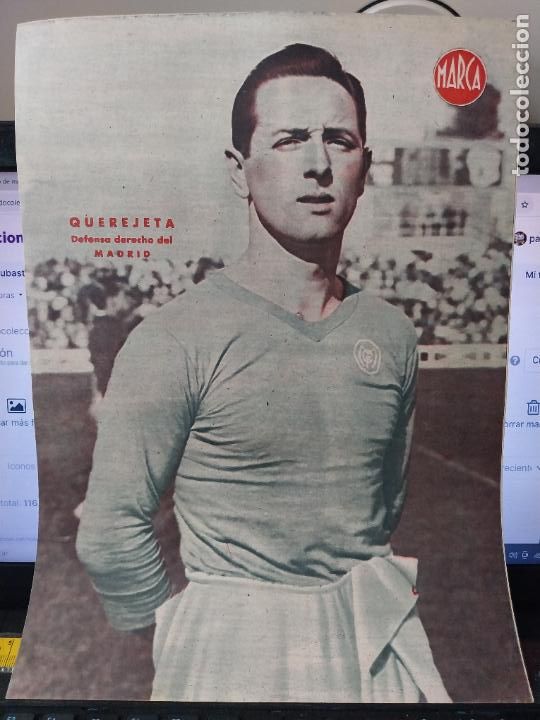 Sammelleidenschaft Sport: QUEREJETA REAL MADRID MARCA A&Ntilde;OS 40 LAMINA FUTBOL POSTER ORIGINAL 34 X 23.7CM APRX
