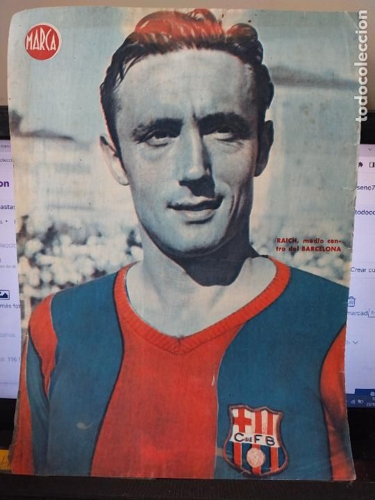 Sammelleidenschaft Sport: RAICH BARCELONA MARCA A&Ntilde;OS 40 LAMINA FUTBOL POSTER ORIGINAL 34 X 23.7CM APRX