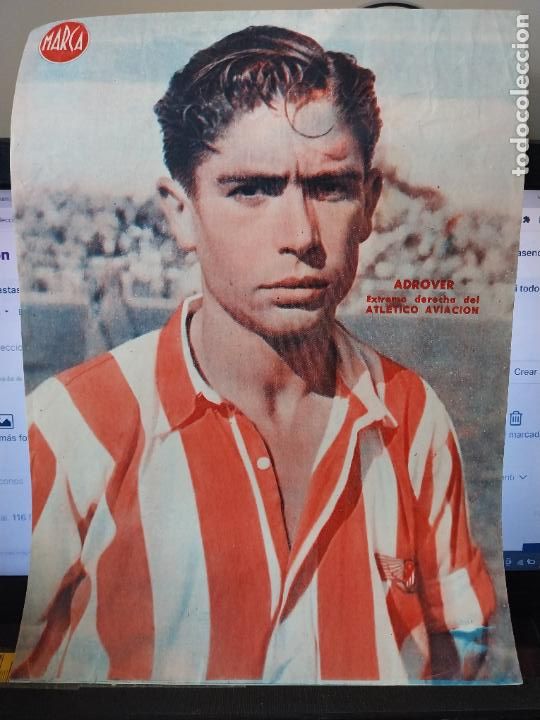 Sammelleidenschaft Sport: ADROVER ATLETICO AVIACION MARCA A&Ntilde;OS 40 LAMINA FUTBOL POSTER ORIGINAL 34 X 23.7CM APRX