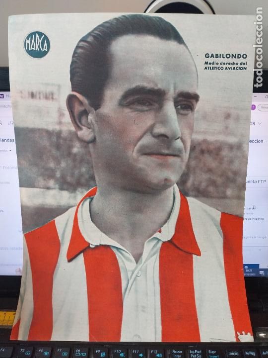 Sammelleidenschaft Sport: GABILONDO ATLETICO AVIACION MARCA A&Ntilde;OS 40 LAMINA FUTBOL POSTER ORIGINAL 34 X 23.7CM APRX