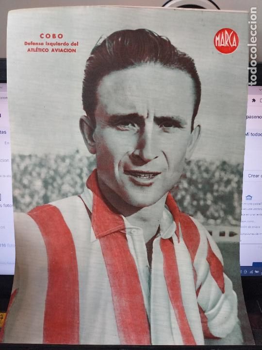 Sammelleidenschaft Sport: COBO ATLETICO AVIACION MARCA A&Ntilde;OS 40 LAMINA FUTBOL POSTER ORIGINAL 34 X 23.7CM APRX