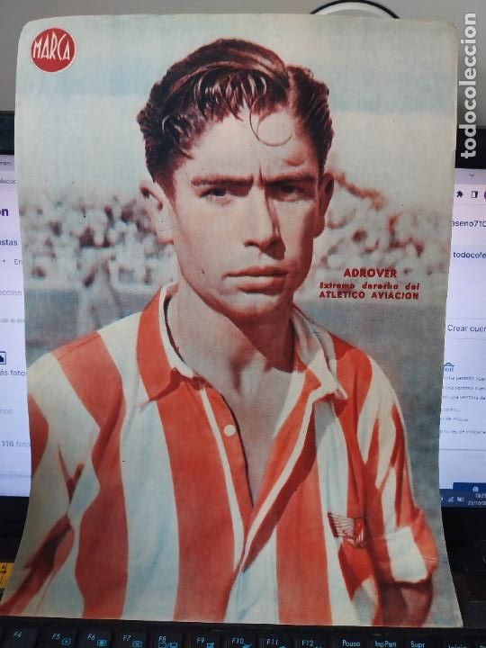 Sammelleidenschaft Sport: ADROVER * ATLETICO AVIACION MARCA A&Ntilde;OS 40 LAMINA FUTBOL POSTER ORIGINAL 34 X 23.7CM APRX